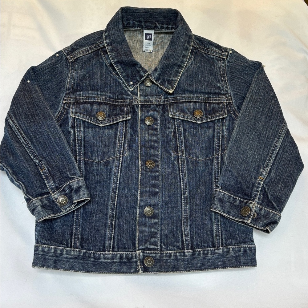 LIKE NEW!! BABY GAP UNISEX DENIM JEANS JACKET TODDLER SIZE 4 - Picture 2 of 11